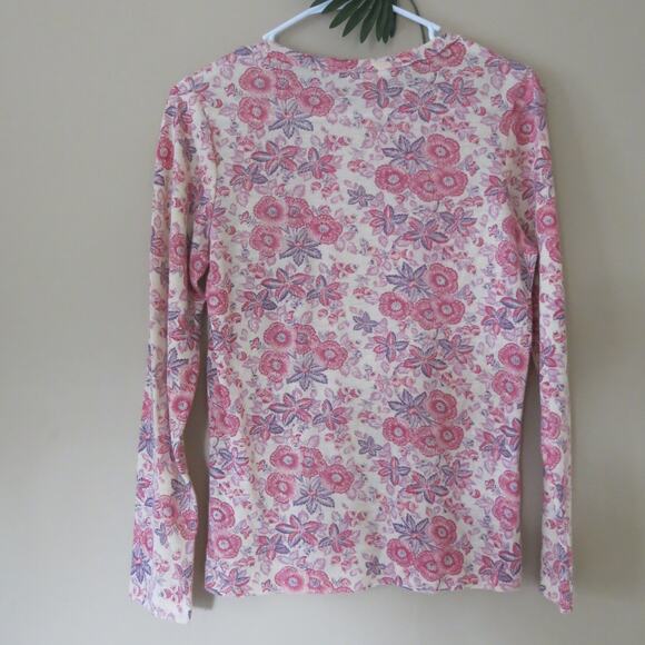 VINTAGE 1970's Floral Top  Long Sleeve Round Neck Pinks Size S*(see notes*) - Picture 3 of 4